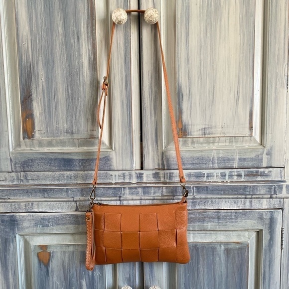 Valentina Fiore Handbags - Valentina Fiore Woven Pebbled Leather Crossbody/Clutch